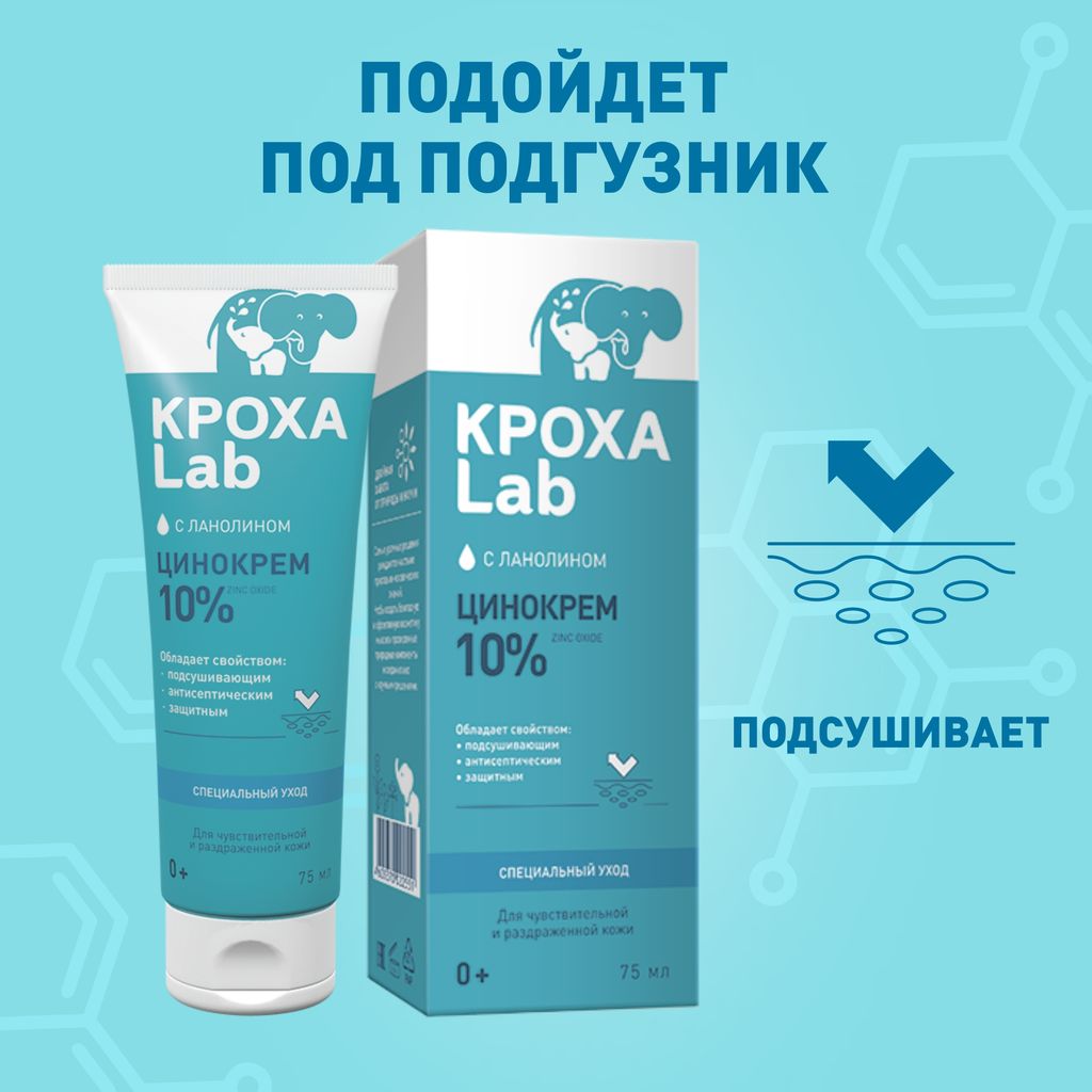 Кроха Lab Цинокрем детский защитный крем, крем, 75 мл, 1 шт.