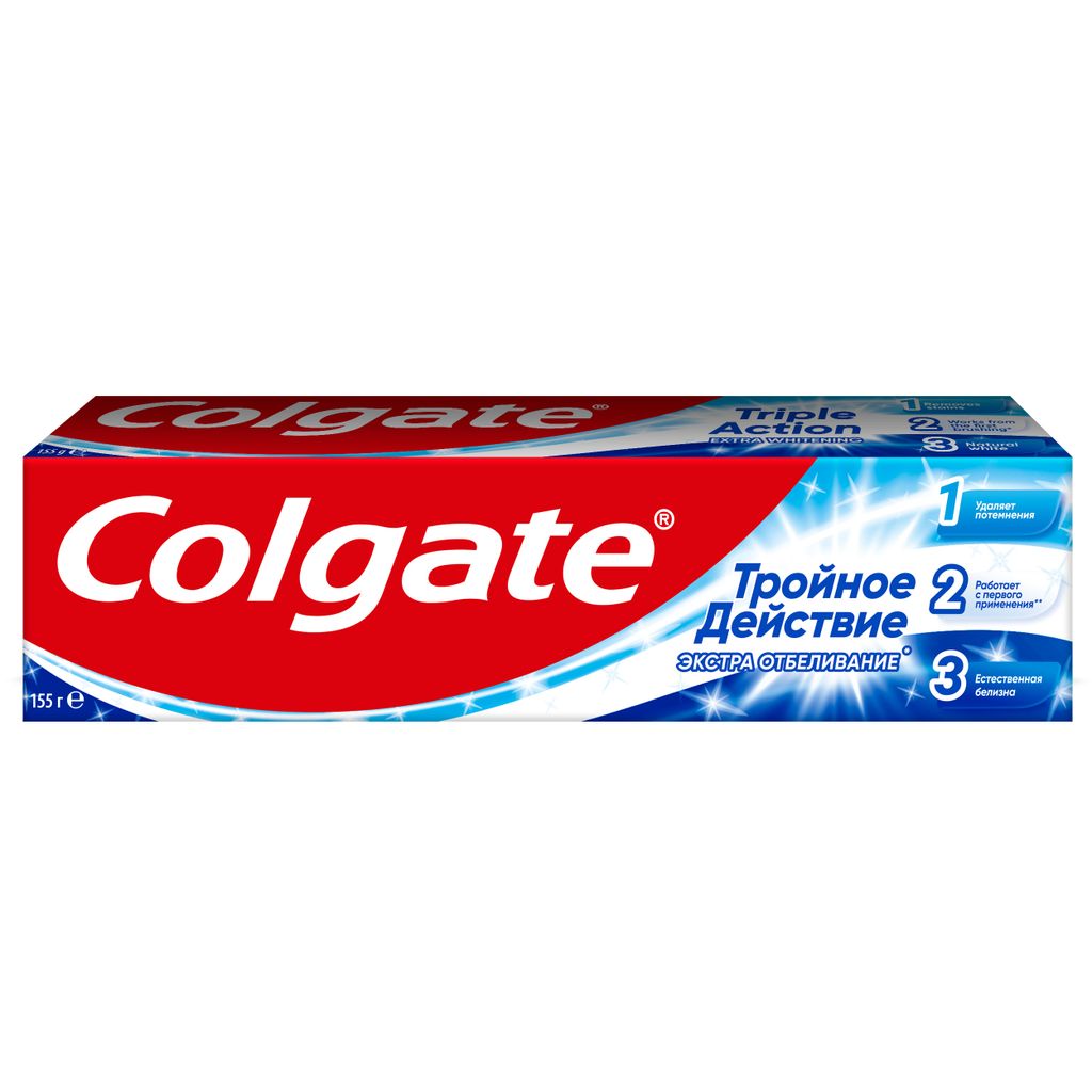 Colgate Тройное Действие Экстра отбеливание зубная паста, паста зубная, 100 мл, 1 шт.