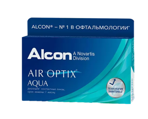 Alcon Air Optix aqua контактные линзы плановой замены, BC=8,6 d=14,2, D(-2.50), стерильно, 3 шт.