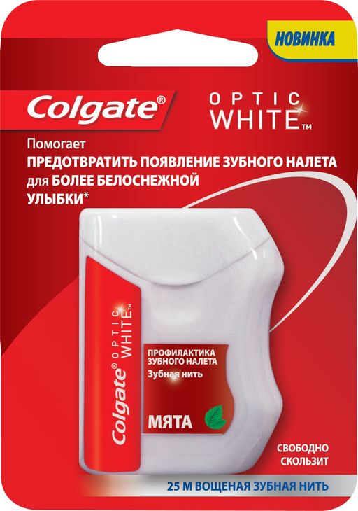 Colgate Оptic White Зубная нить, 25 м, нить зубная, 1 шт.