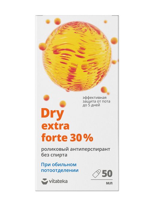 Витатека Dry Extra Forte роликовый антиперспирант без спирта 30%, без спирта, 50 мл, 1 шт.