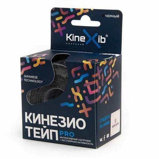 Kinexib Pro Бинт кинезио-тейп, 5х500см, черного цвета, 1 шт.